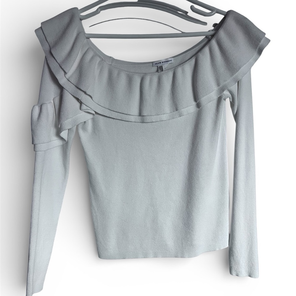 Club Monaco Off-the-Shoulder Sweater – White – Size S – Like New